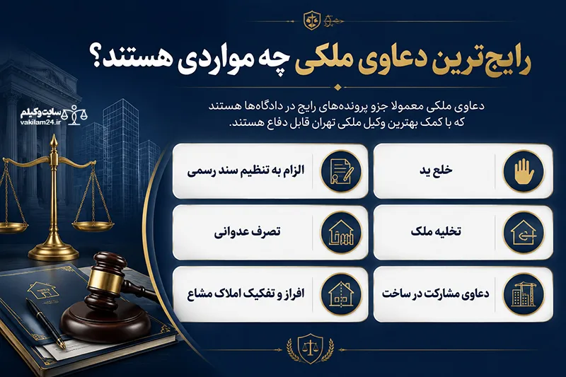 بهترین وکیل ملکی تهران برای دعاوی ملک، سند و قرارداد 5 مهمترین انواع دعاوی ملکی در تهران که قابل دفاع توسط وکیل هستند